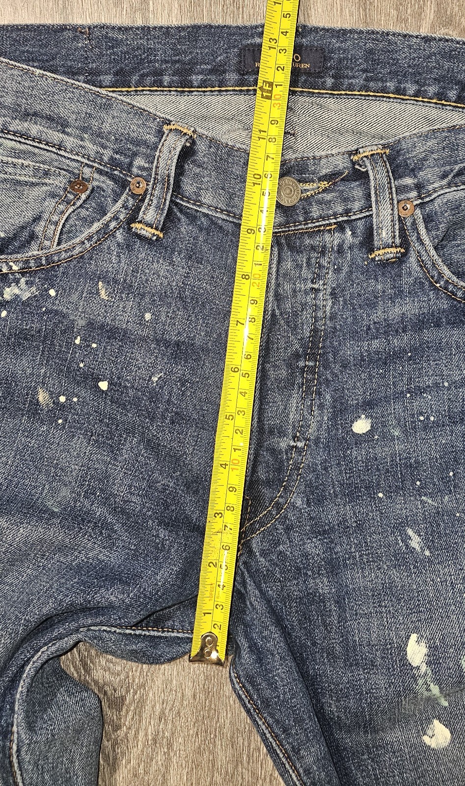 Polo Ralph Lauren The Sullivan Slim Paint Splatter Denim Jeans Blue Mens 32×34