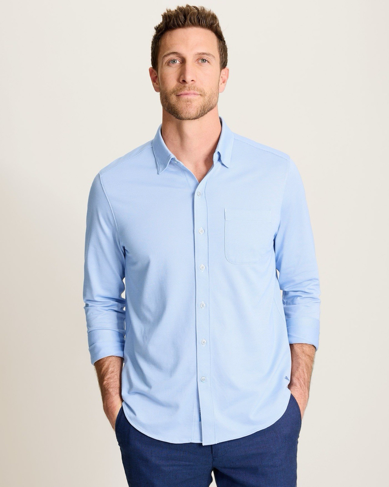 Tommy Bahama Shirt Mens XXL Blue IslandZone San Lucio Stretch Button Up Shirt