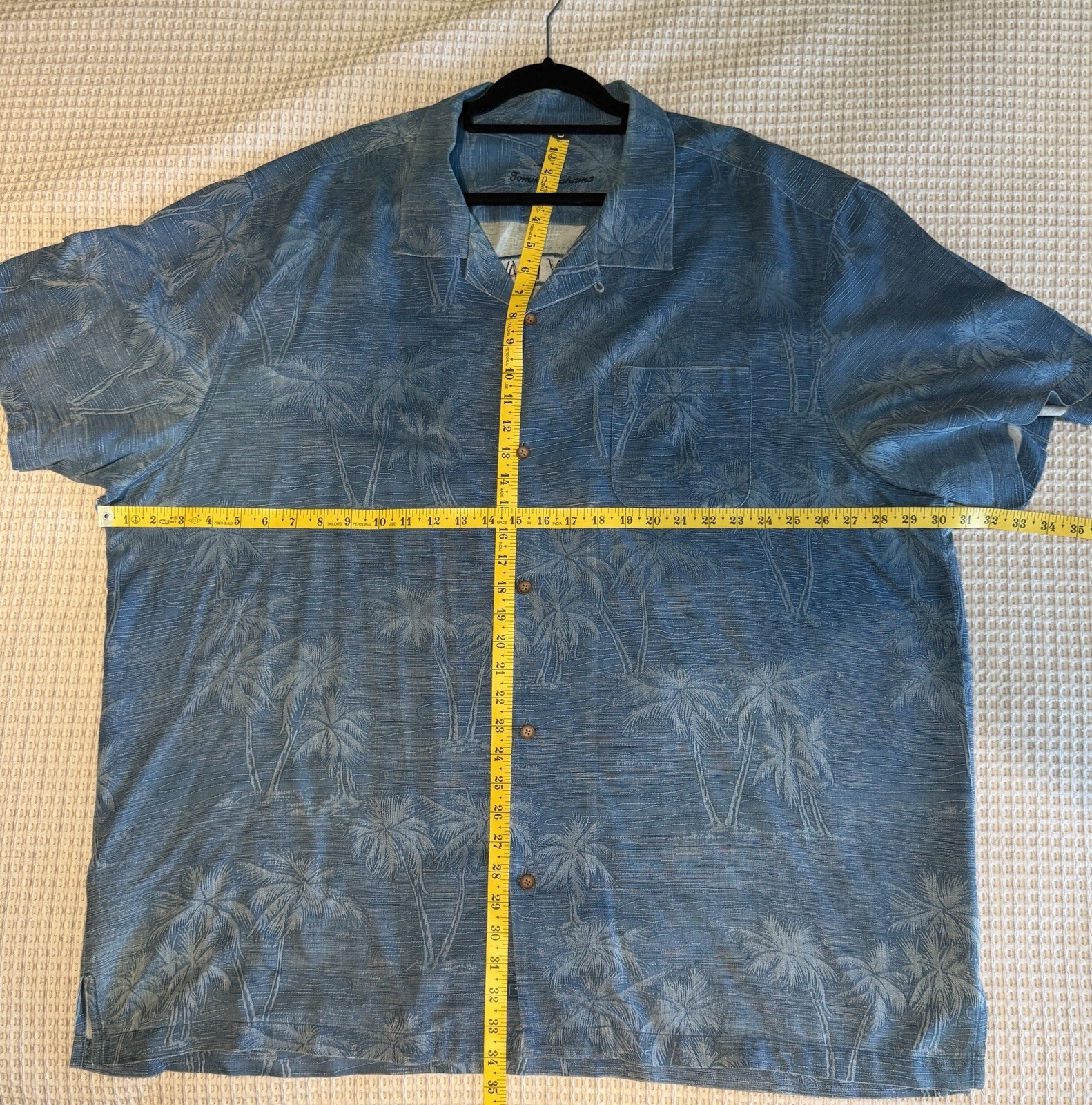 Tommy Bahama Aloha Hawaii Marlin Panel Back Camp Shirt XXXL 100% Silk Blue