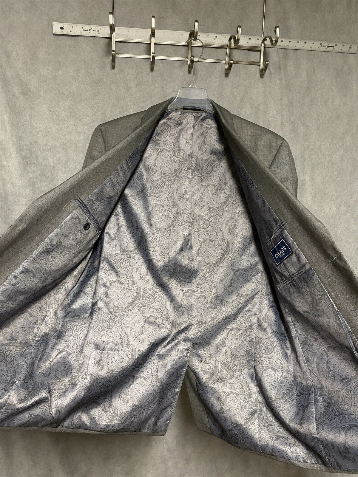 Chaps Suit Men 42L Gray Academia Career Formal 38 X30 Pants Ralph Lauren Luxury