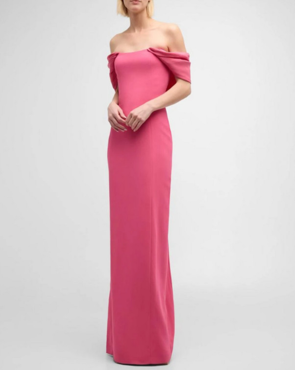 Hot Pink Off The Shoulder Formal Evening Gown Maxi Dresses Wedding Guest Prom