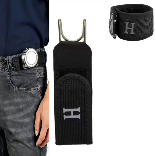 2PCS Tactical Metal Hook Elastic Belt Buckle-Less Invisible Waist Belt Closure