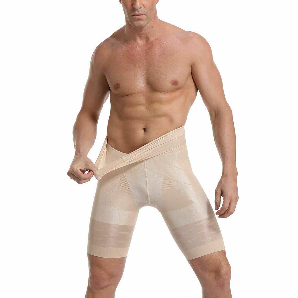 Men’s Compression High Waist Boxer Shorts Tummy Slim Body Shaper Girdle Pants US
