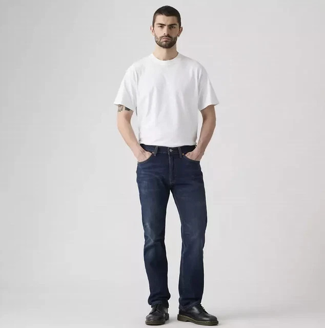 Levi 505 Regular Men’s Jeans, Nail Loop Knot Dark Wash Stretch Color, (New)