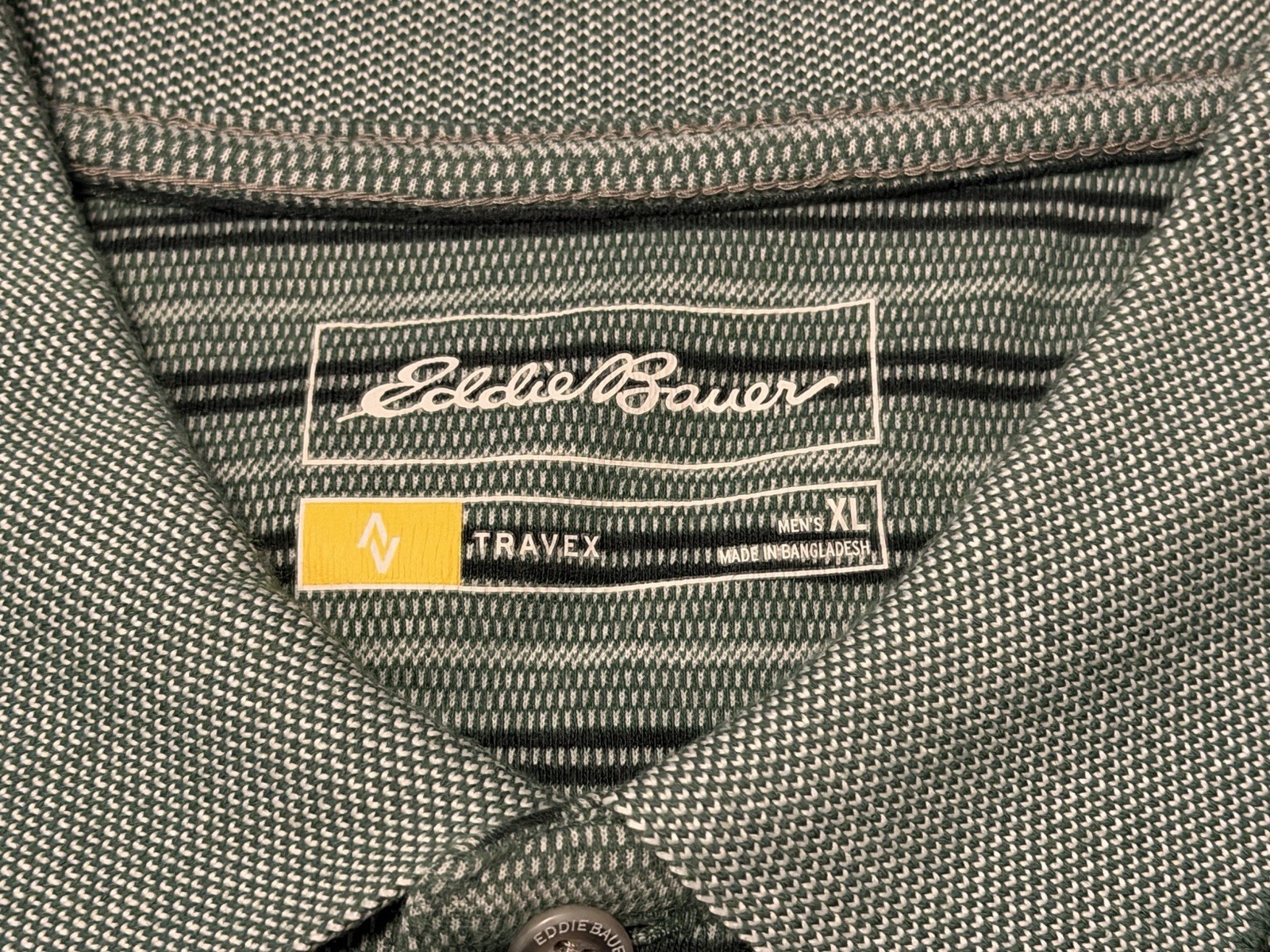 EDDIE BAUER TRAVEX ACTIVE ATHLETIC PERFORMANCE HEATHER GREEN BLACK POLO SHIRT XL