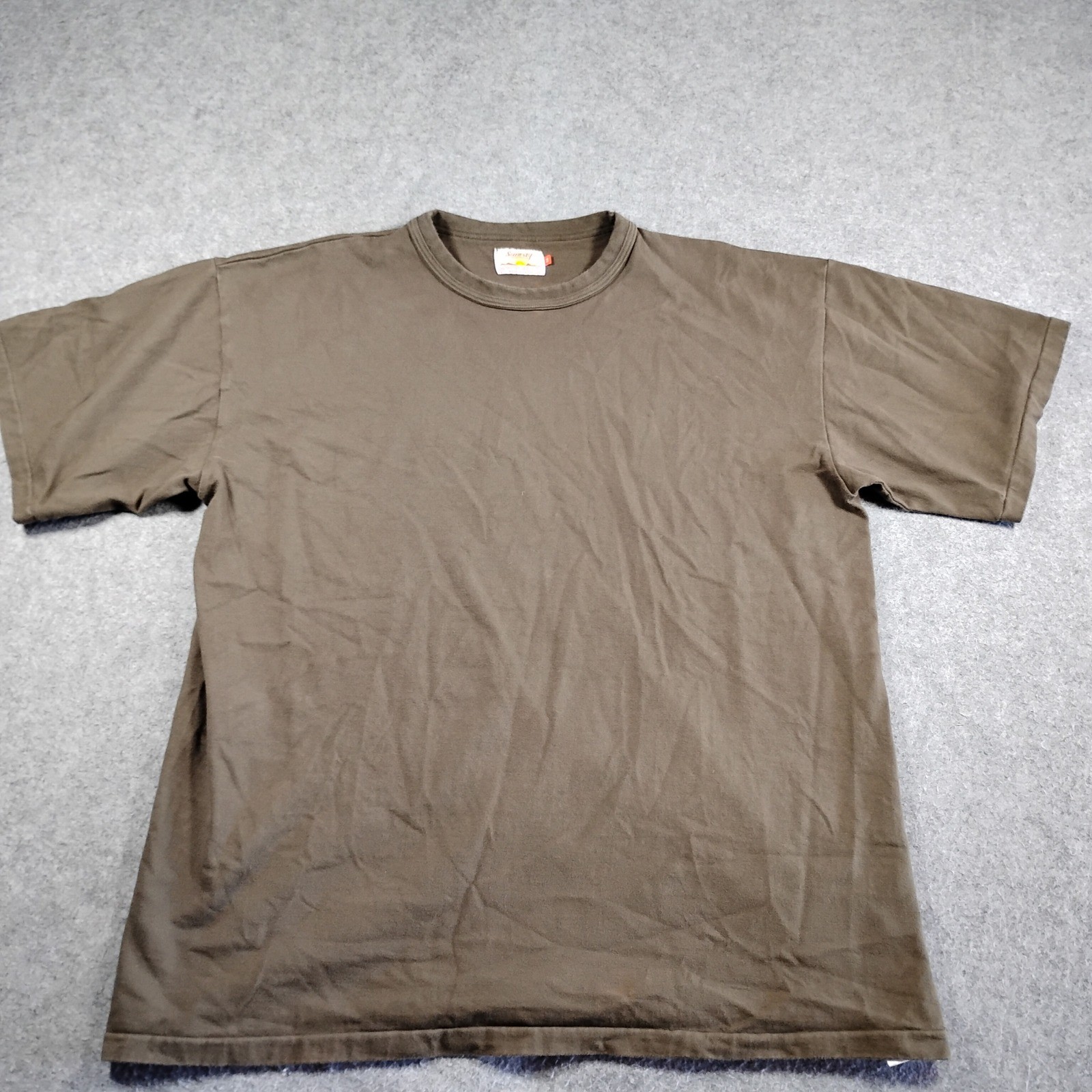 Sunray Sportswear Brown Cotton T-Shirt Made in Japan Men Size 46 XL Loopwheel