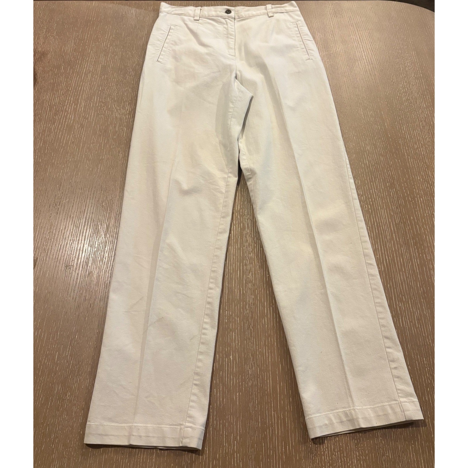 Christopher & Banks Women’s Cream Pants Size 6 Straight Leg Cotton Blend Classic
