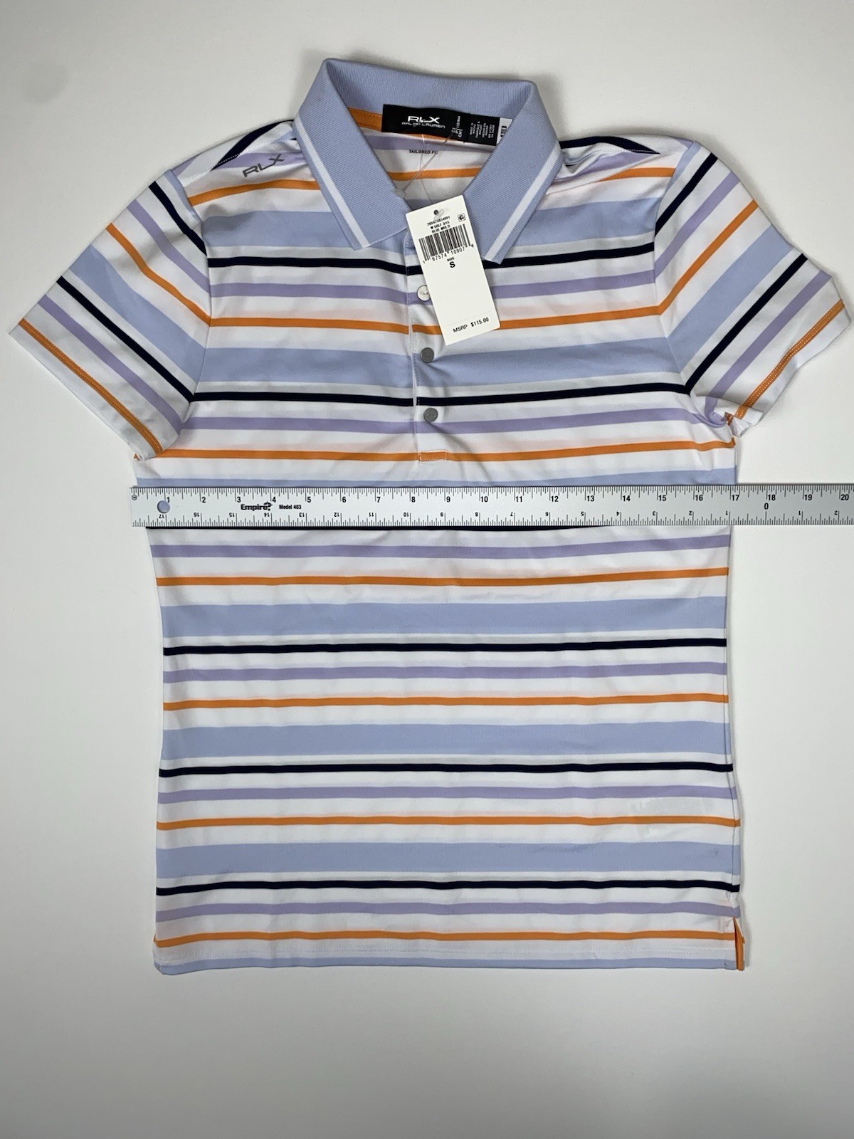 RLX Ralph Lauren Women’s Tailored Fit Stretch Striped Polo Shirt Size Small