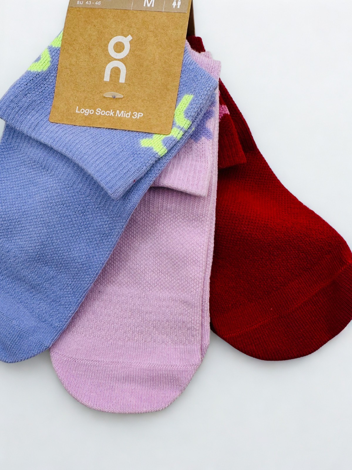 On Logo Mid 3 Pack Ankle Socks Size Medium Unisex