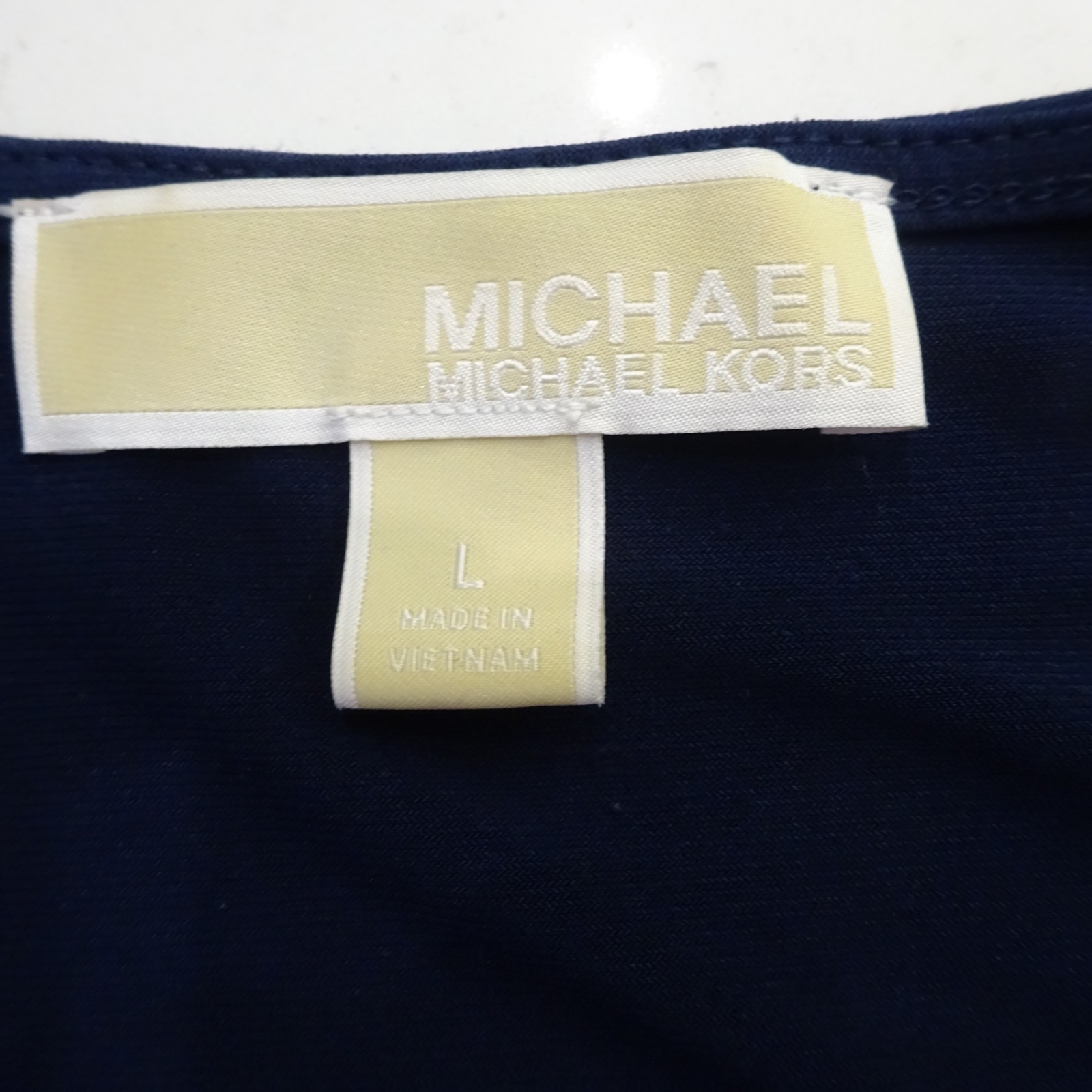 Michael Kors Navy Blue Twist Detail Cutout Sleeve Knit Top Women’s Large
