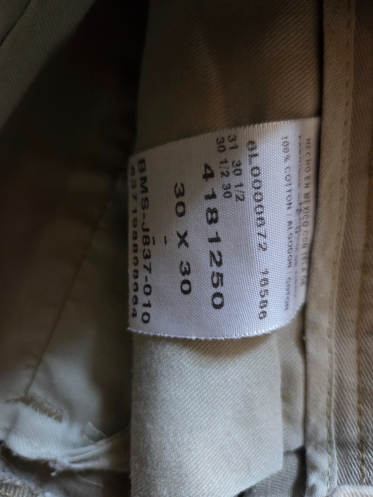 Mens Lee Performance Khaki Pants 30X30 Tan Cotton