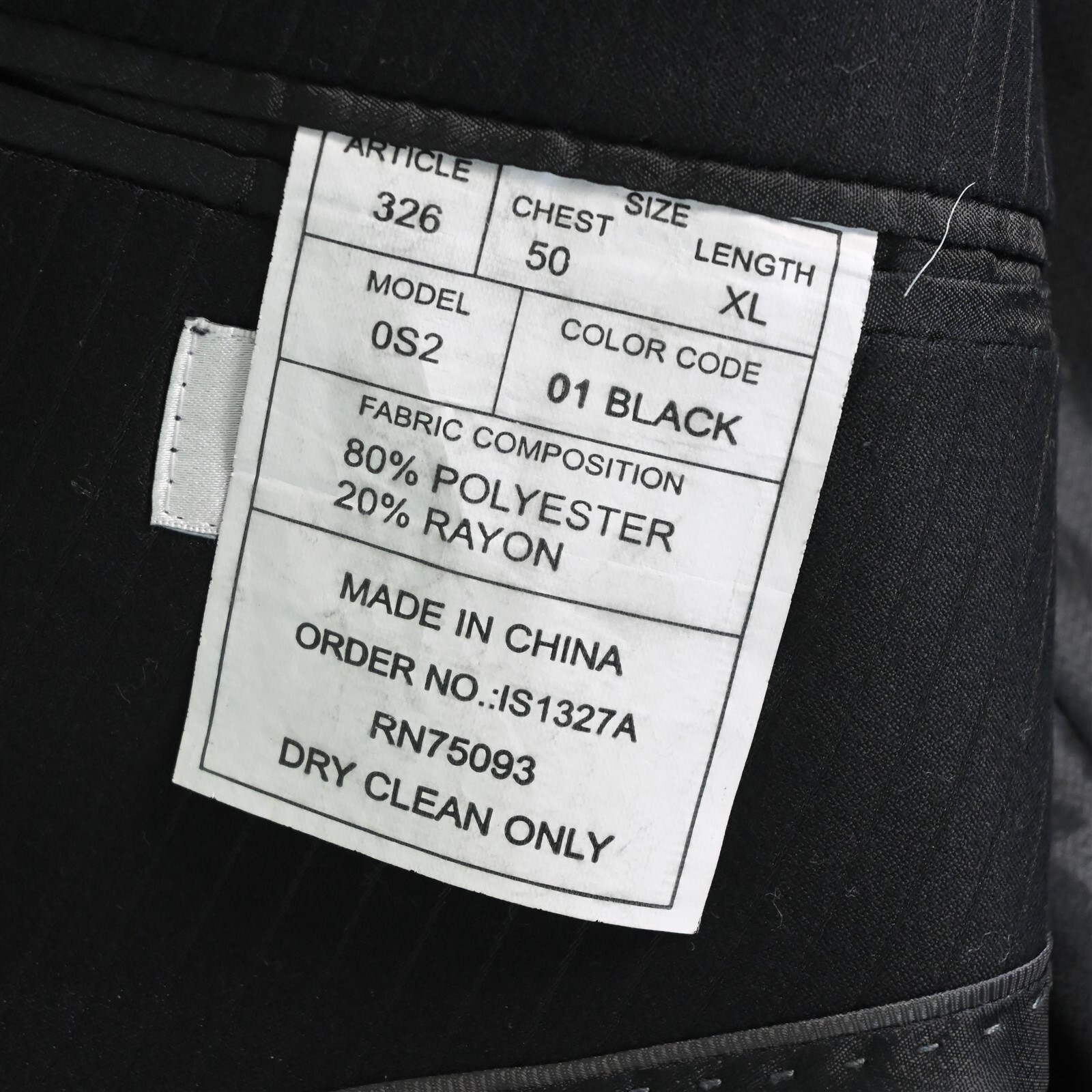 Lineage 50L X-Long 38×30 Black Stripe Mens Jacket Pants Suit