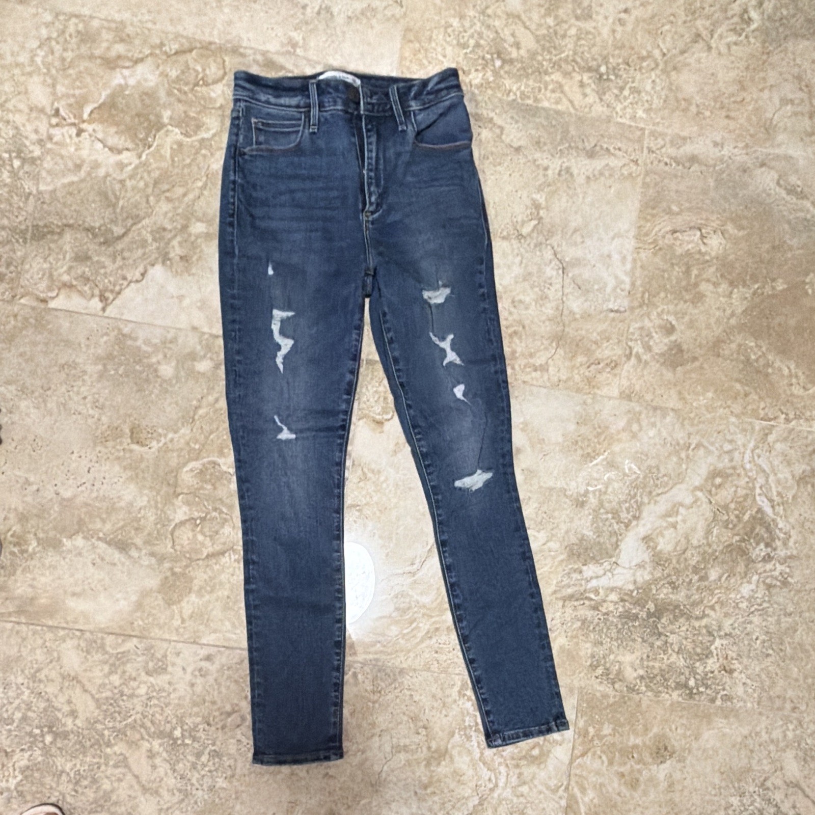 Abercrombie & Fitch Women 24 Blue Medium Wash High Rise Skinny Jeans Stretch