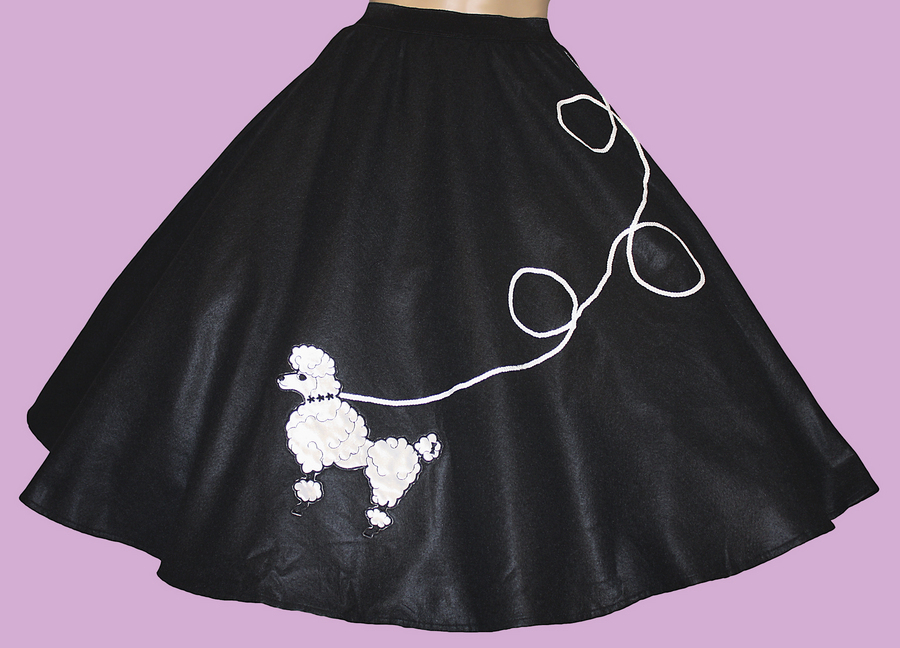 5 Pc BLACK 50s Poodle Skirt Outfit Size Medium Waist 30″-37″ Length 25″