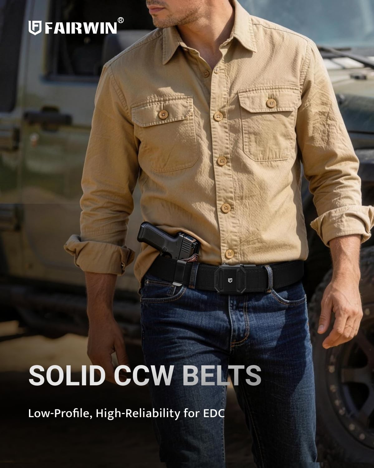 Tactical Belt, Ratchet CCW EDC Stiff Heavy Duty Work 1.5″ Battle Concealed Ca…