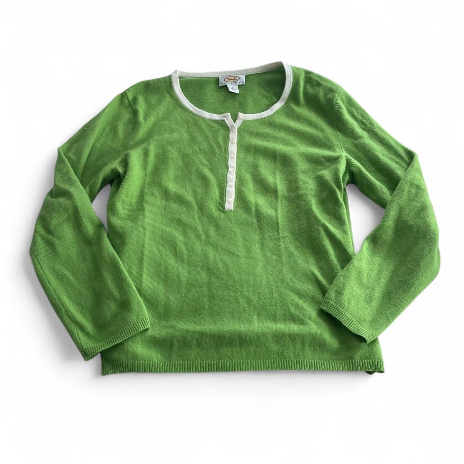 Talbots Vintage 90s Green Henley Sweater