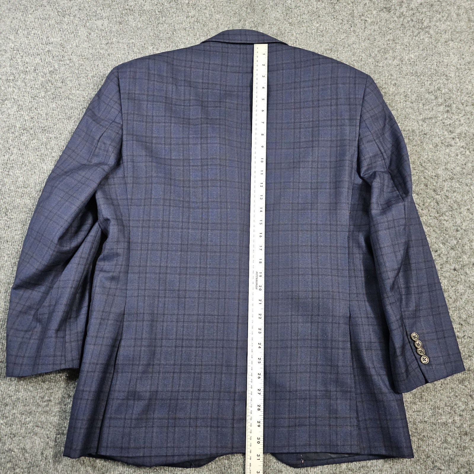 Jos A Bank Reserve Sport Coat Mens 42R Silk Navy Black Brown Plaid Traditional