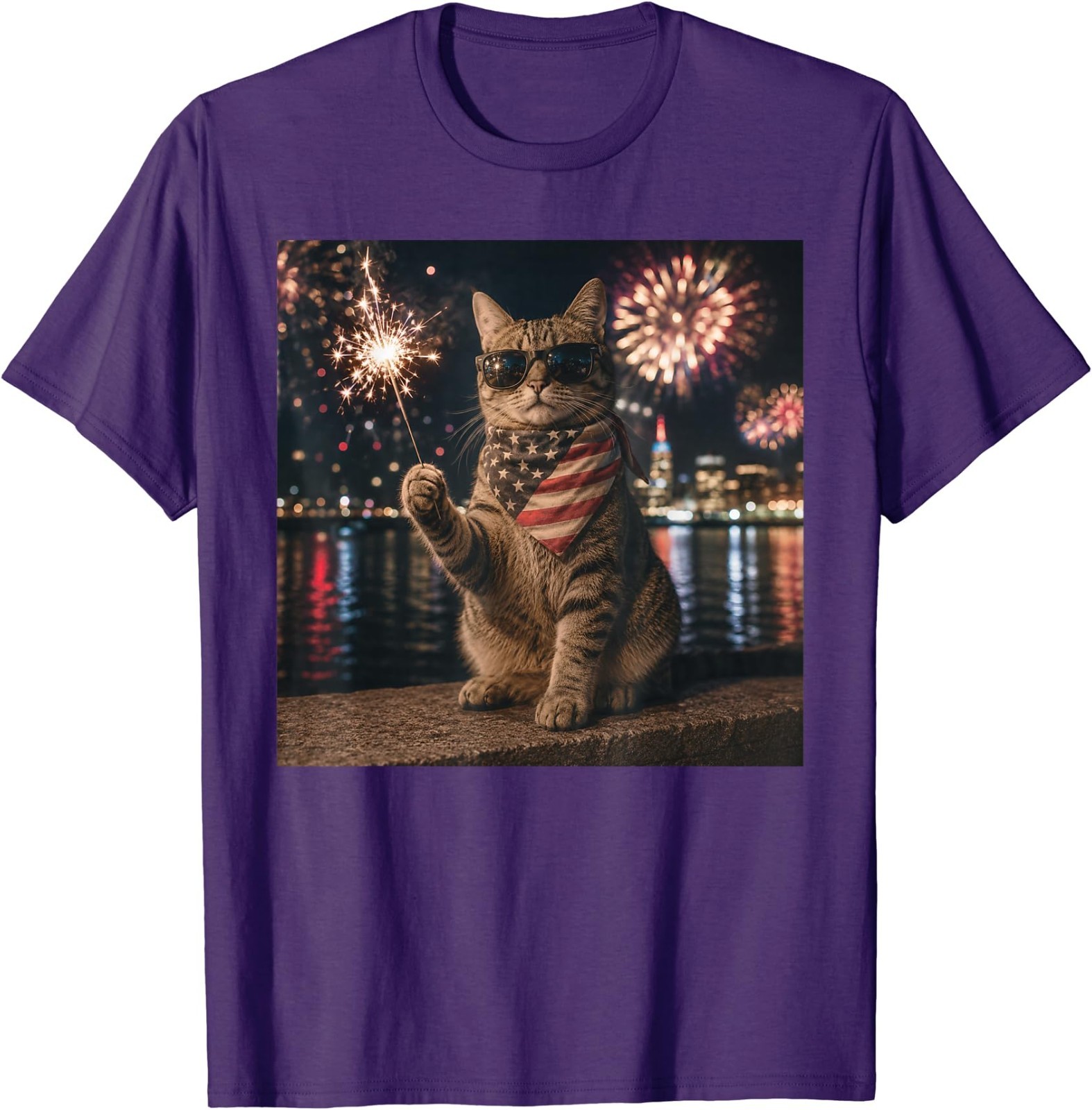 Funny Cat Fireworks Meme Patriotic 4th of July Cat Lovers T-Shirt