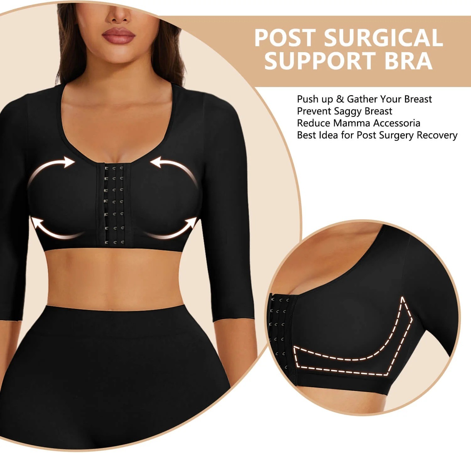 Arm Shaper for Women Compression Shapewear 3/4 Sleeves Slimming Arm Garments