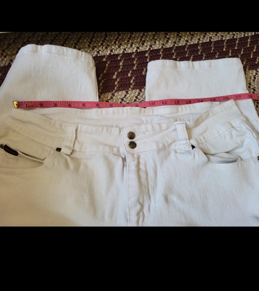 FUBU White Denim Capri Jeans Women’s Plus 14W Zip Ankle