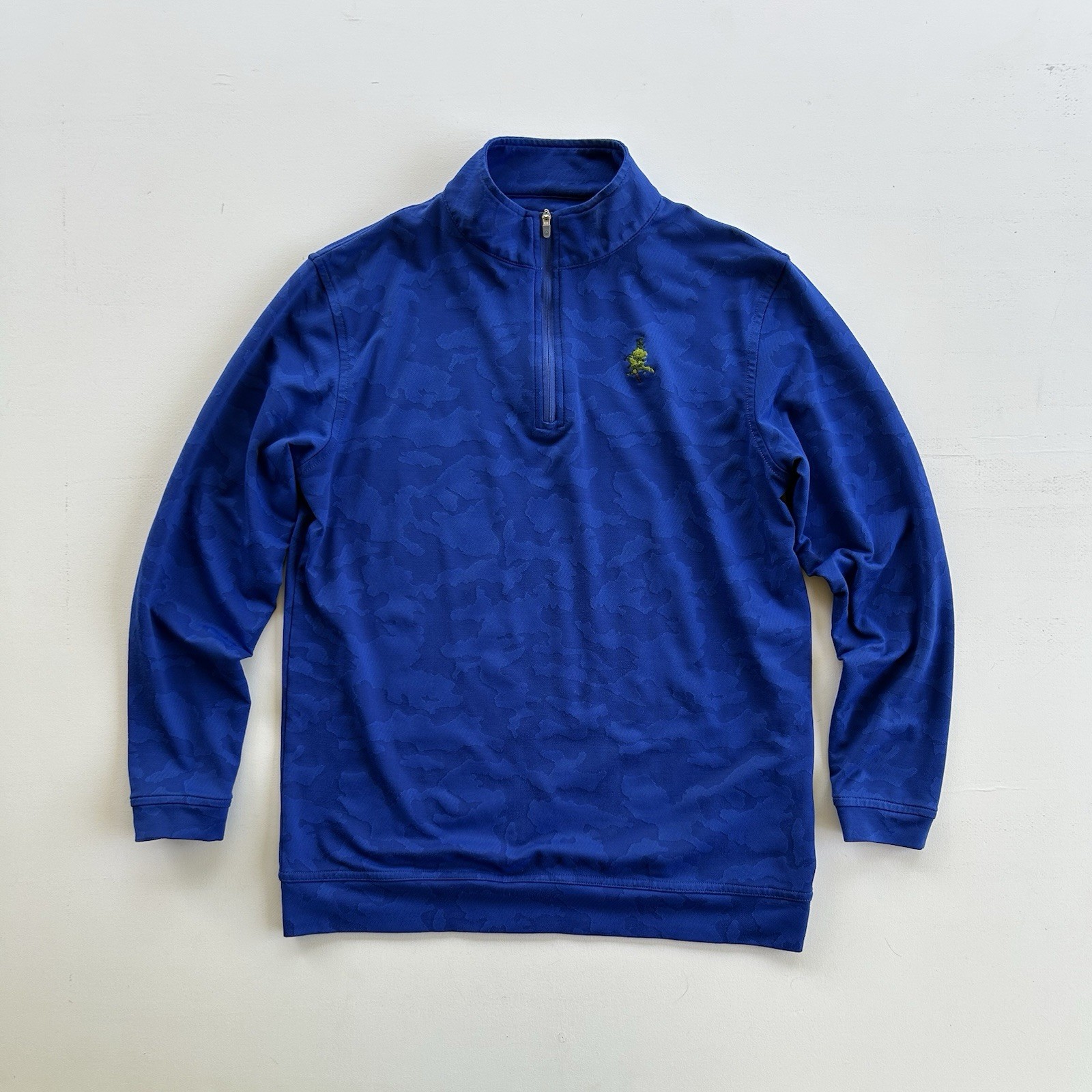 Peter Millar 1/4 Zip Pullover Youth Boys Large 11-12 Blue Camo Perth Performance