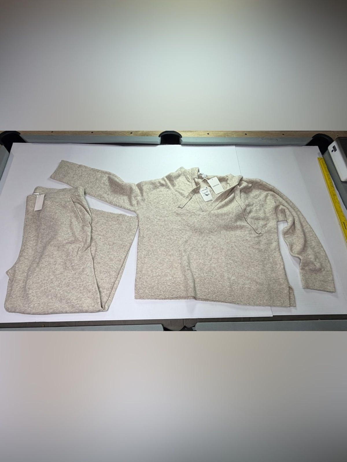 NWT Nordstrom Lounge Set XL Beige Heather 2 Piece Hoodie Pants