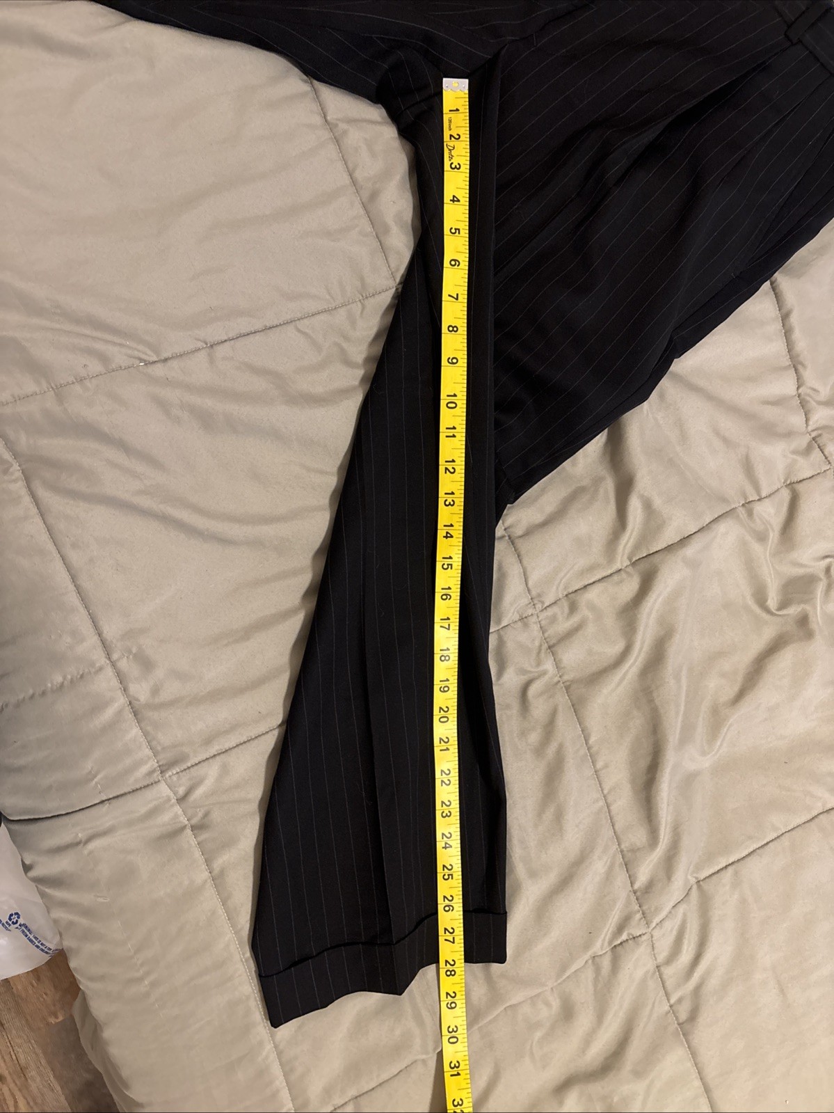 40R 34X28 Gianfranco Ruffini Men’s Black Pinstripe Suit
