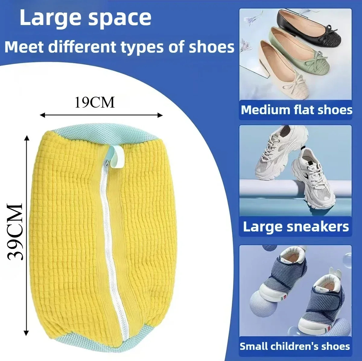 Machine Washable Shoe Washing & Drying Bag with Soft Fiber – Durable Polyester L