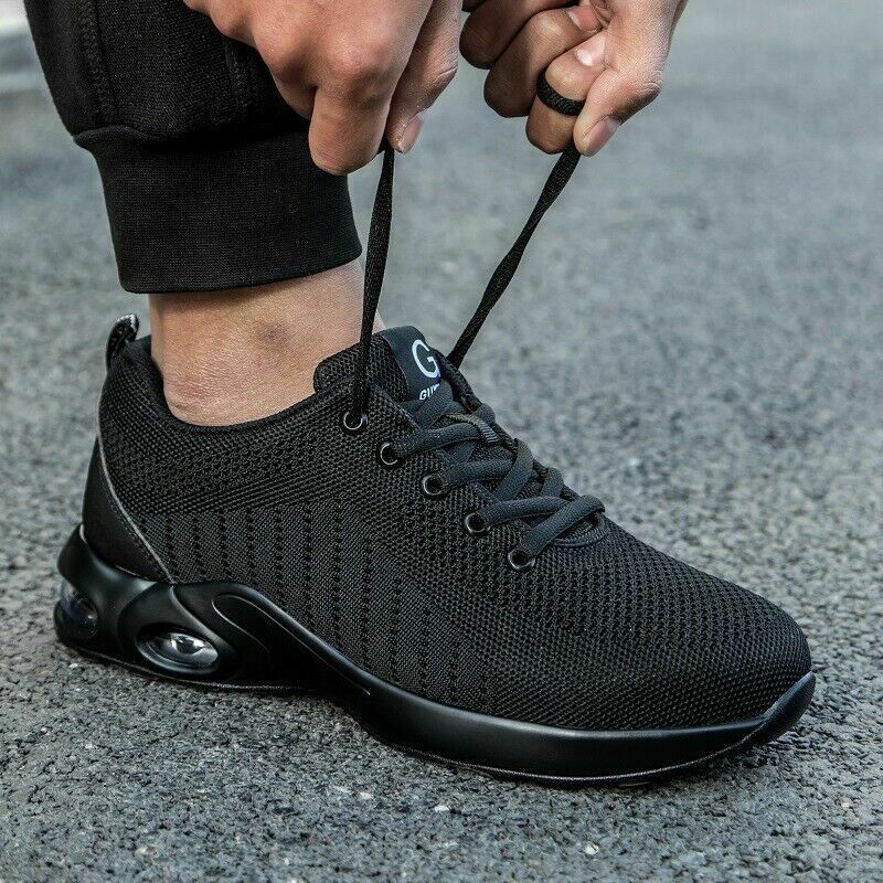 Mens Non Slip Work Shoes Steel Toe Boots Lightweight Breathable Safety Sneaker