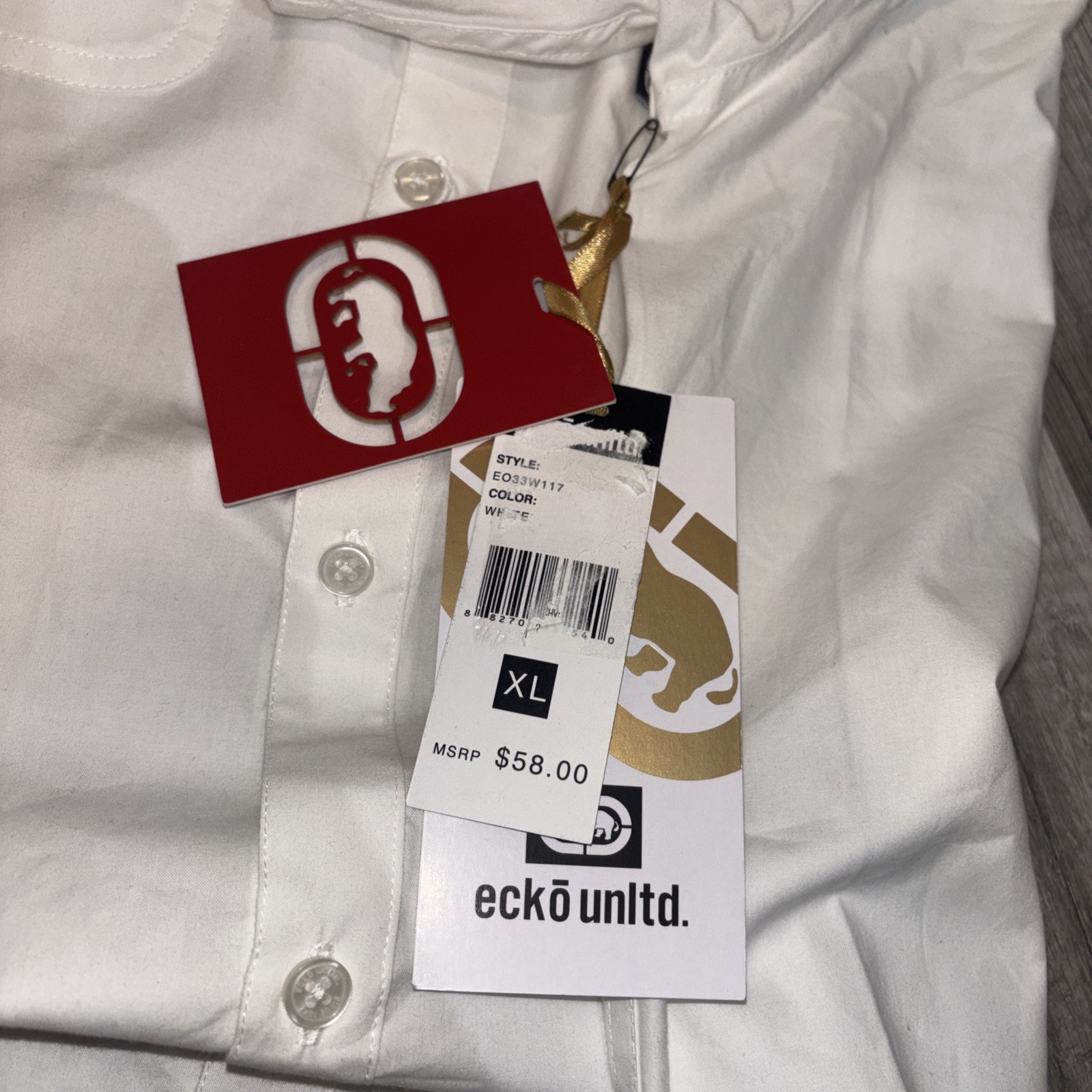 Ecko Unltd. 30 Year Re-Release Archival Edition White Button Down Shirt Men XL