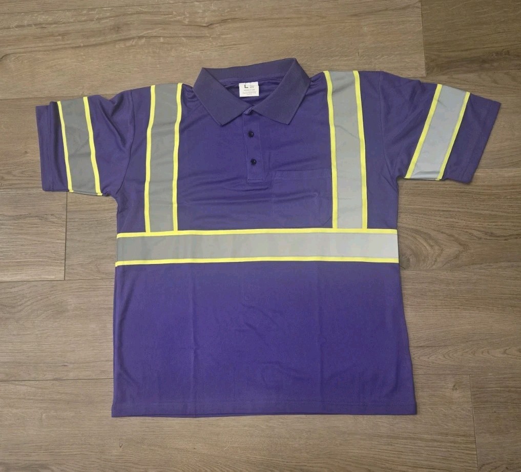 High Visibility Safety Polo Shirt Purple, 5 Count Sz L