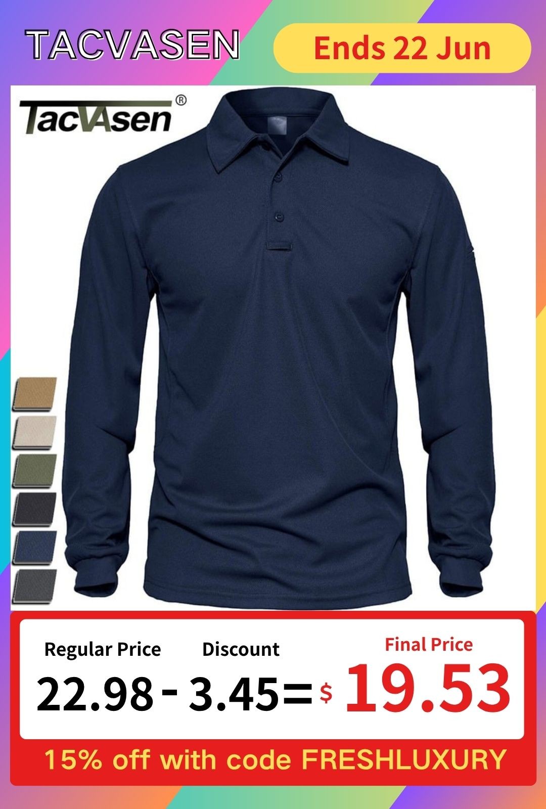 Men’s Golf Polo Shirts Long Sleeve Quick Dry Performance Casual Work Sport T US
