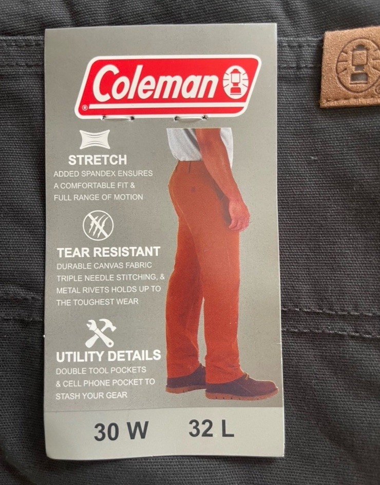 Brand New Lot 2 Men’s Coleman utility pants size 30 x 32 Stretch Tear Resistant