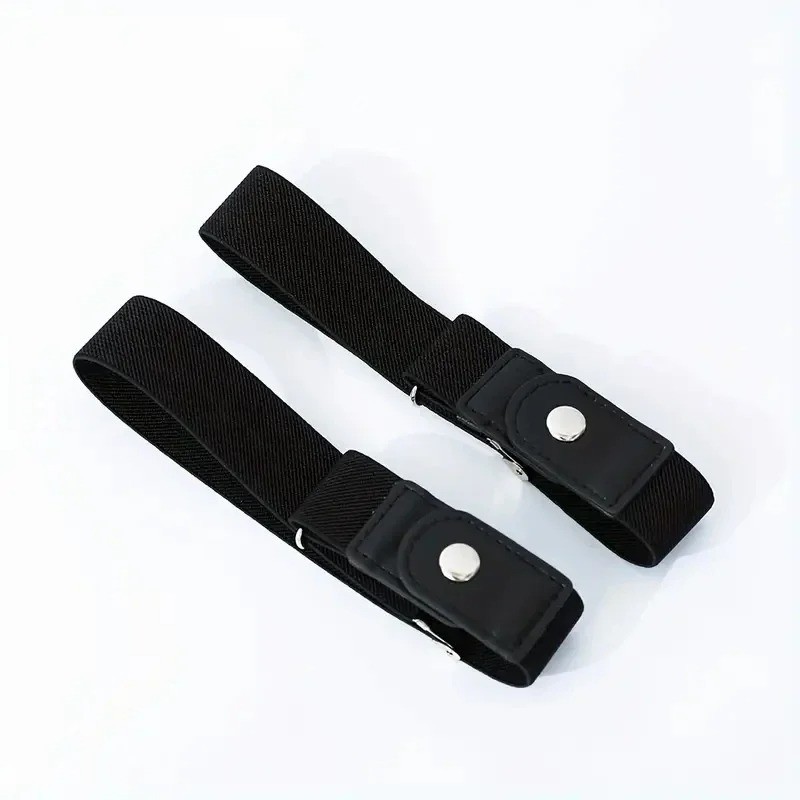 2 Pack No Buckle Elastic Belt Invisible Loop Belt for 2Pcs Brown