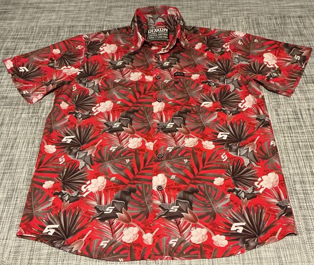 Snap-on Tools Dixxon Hawaiian Style Shirt Mens Red Short Sleeve Size Medium