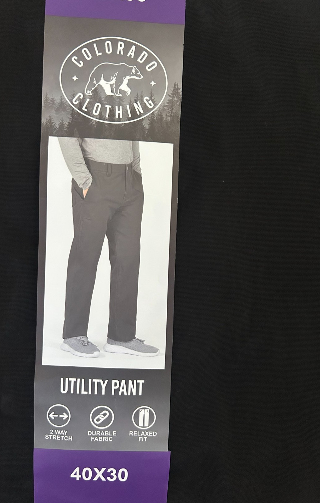 Colorado Clothing Men’s Utility Pant Relaxed Fit Stretch Canvas Black Size 40×30