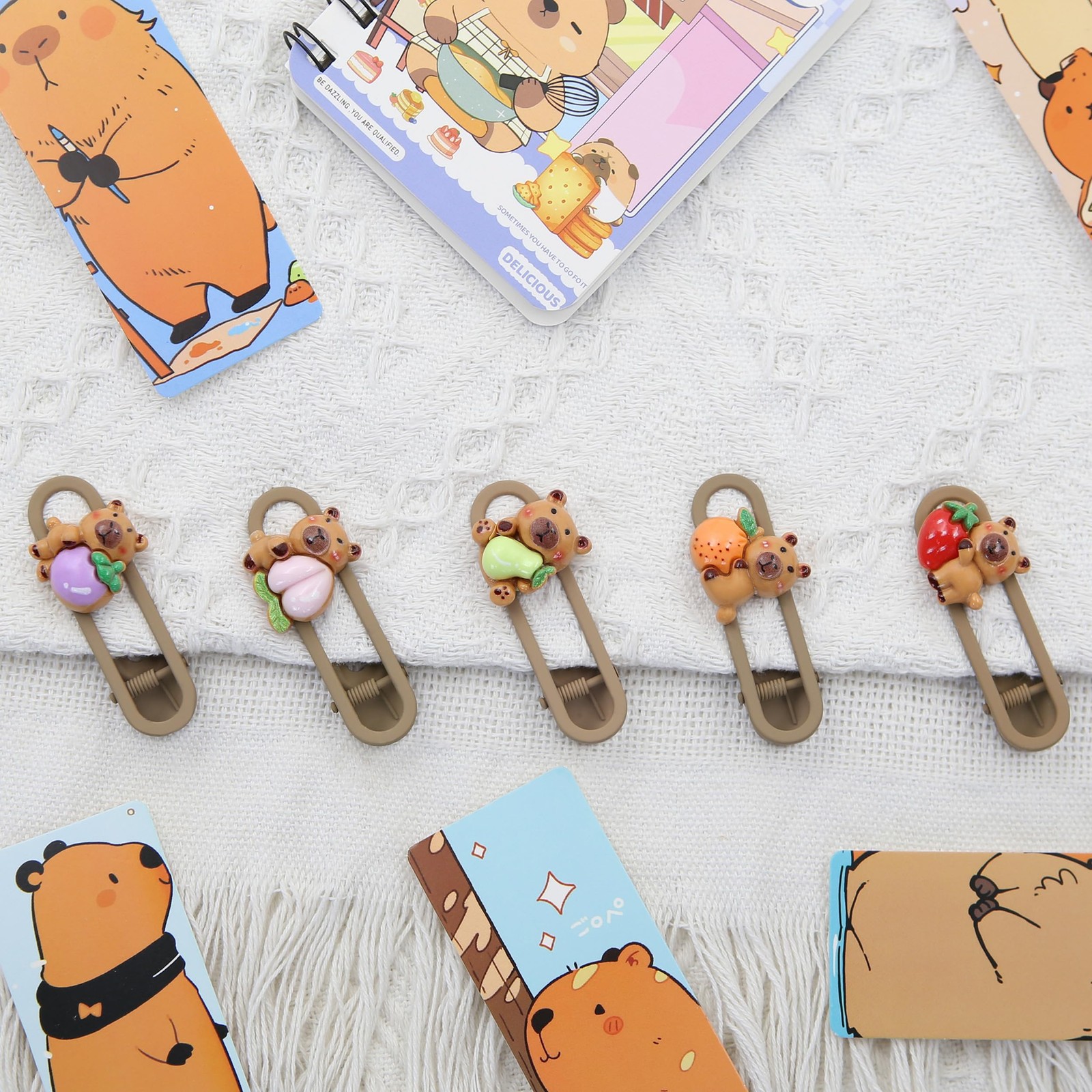 5PCS Capybara Hair Clips, Cute Fruit Animal 1 Count (Pack of 5), Multicolor