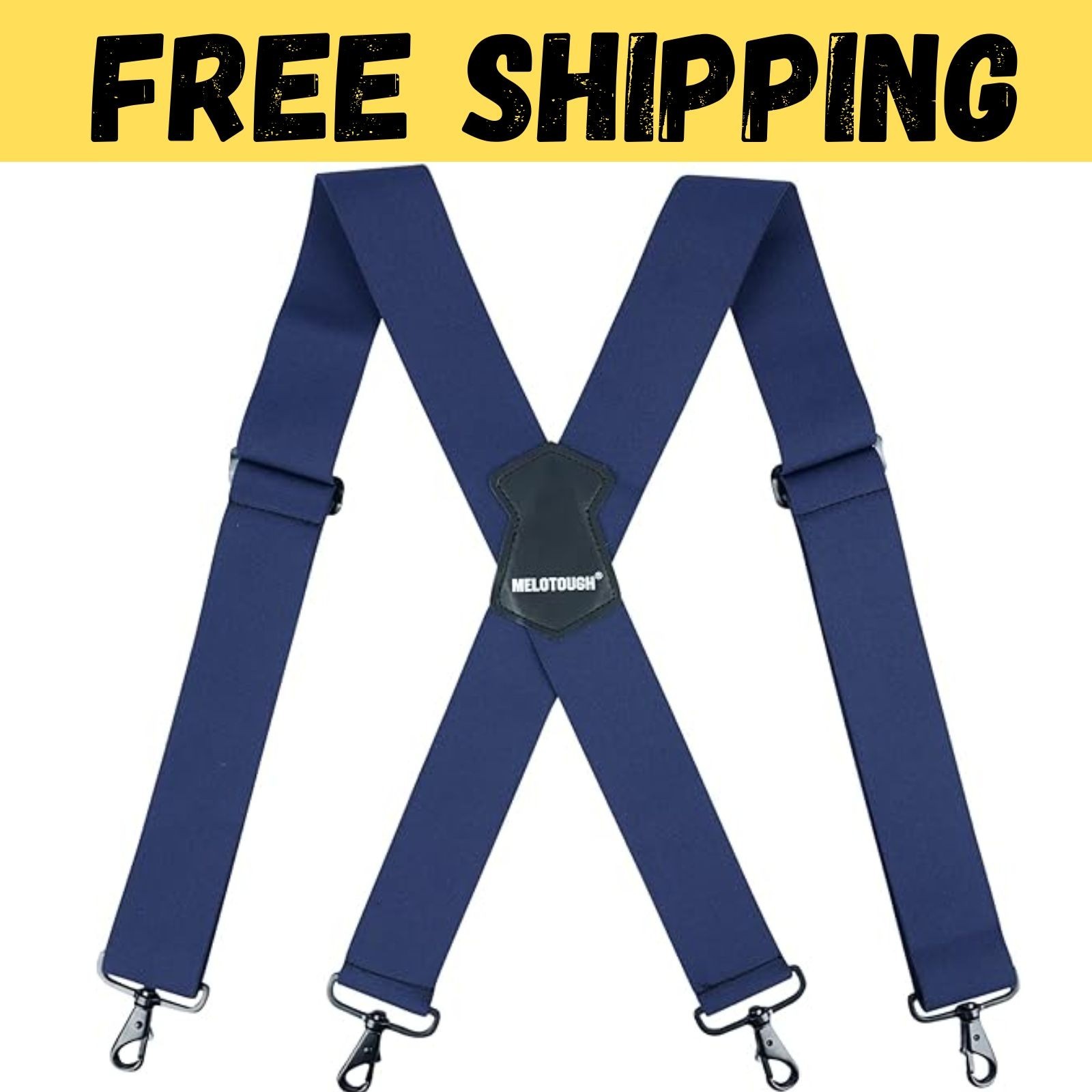 Men’s Heavy Duty Belt Loops X Back 2 Inch Wide Suspenders with 4 Snap Hooks