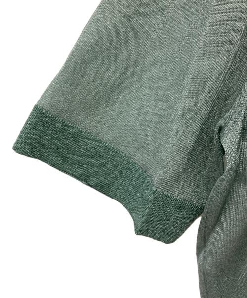 Clane Green Sheer V-Neck Knit Top S Nylon Polyester Ladies T-Shirt