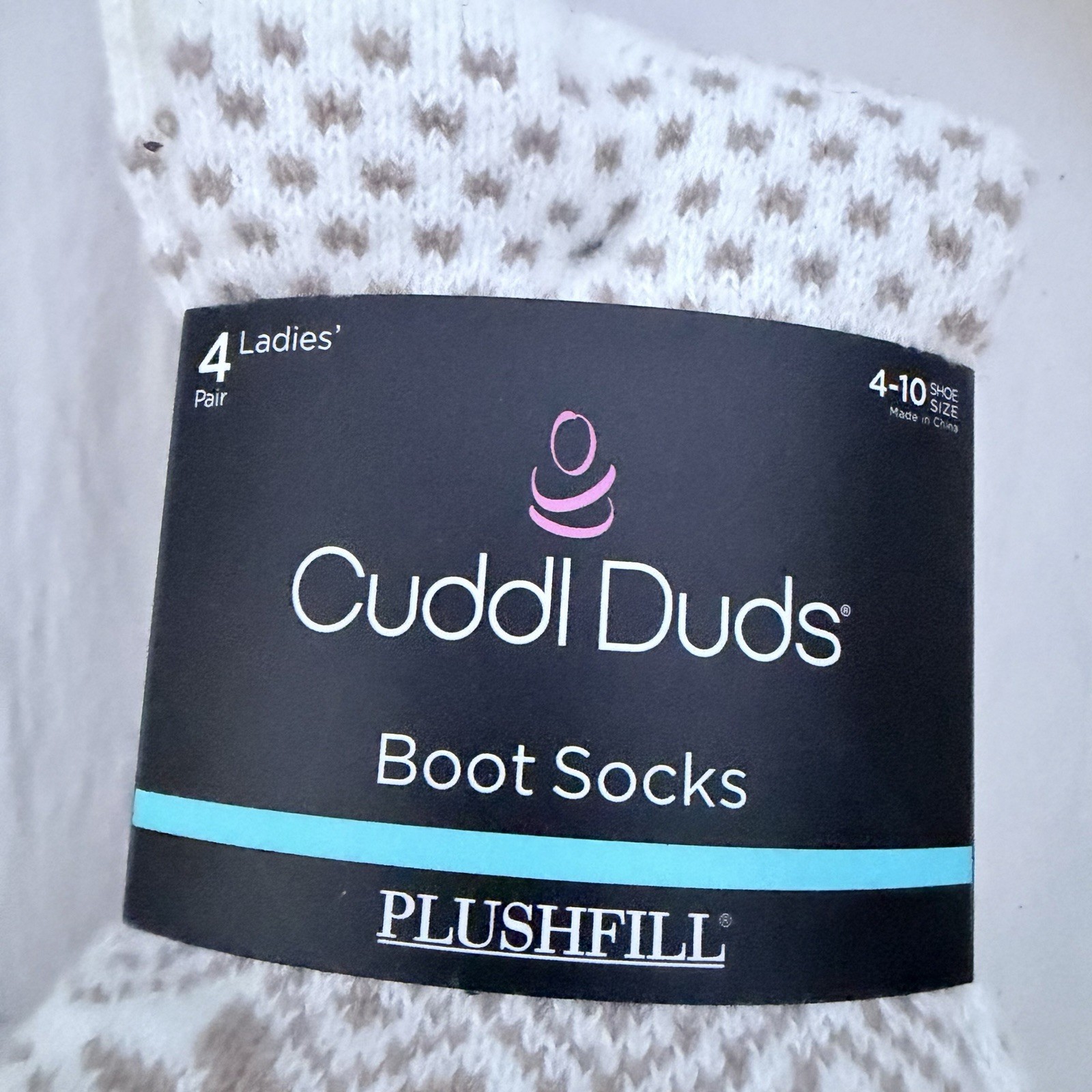 4-PACK Cuddl Duds Plushfill Comfort Boot Socks Ladies 4-10 IVORY GRAY NEW