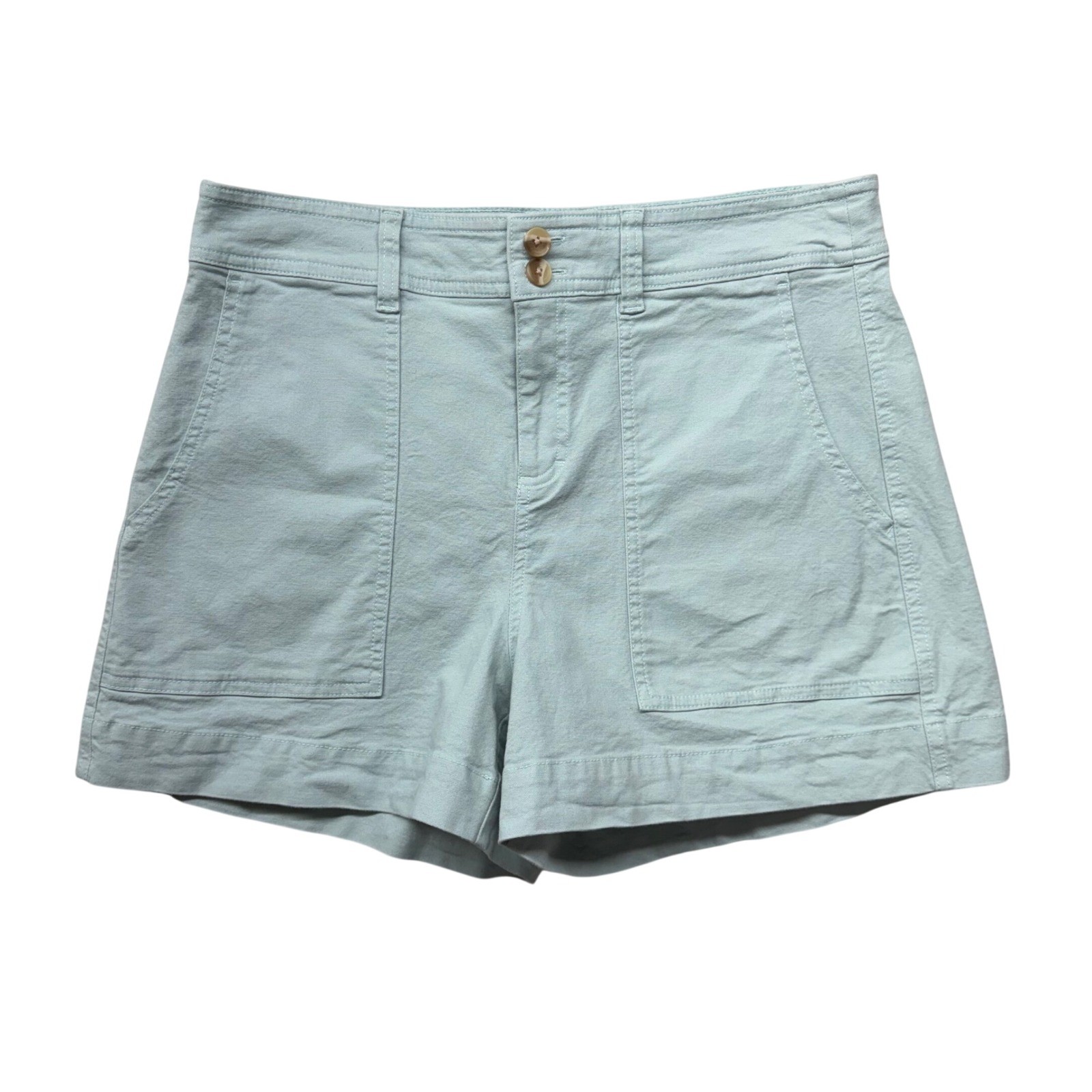 A New Day Womens Utility Shorts Sage Green High Rise Stretch Size 12