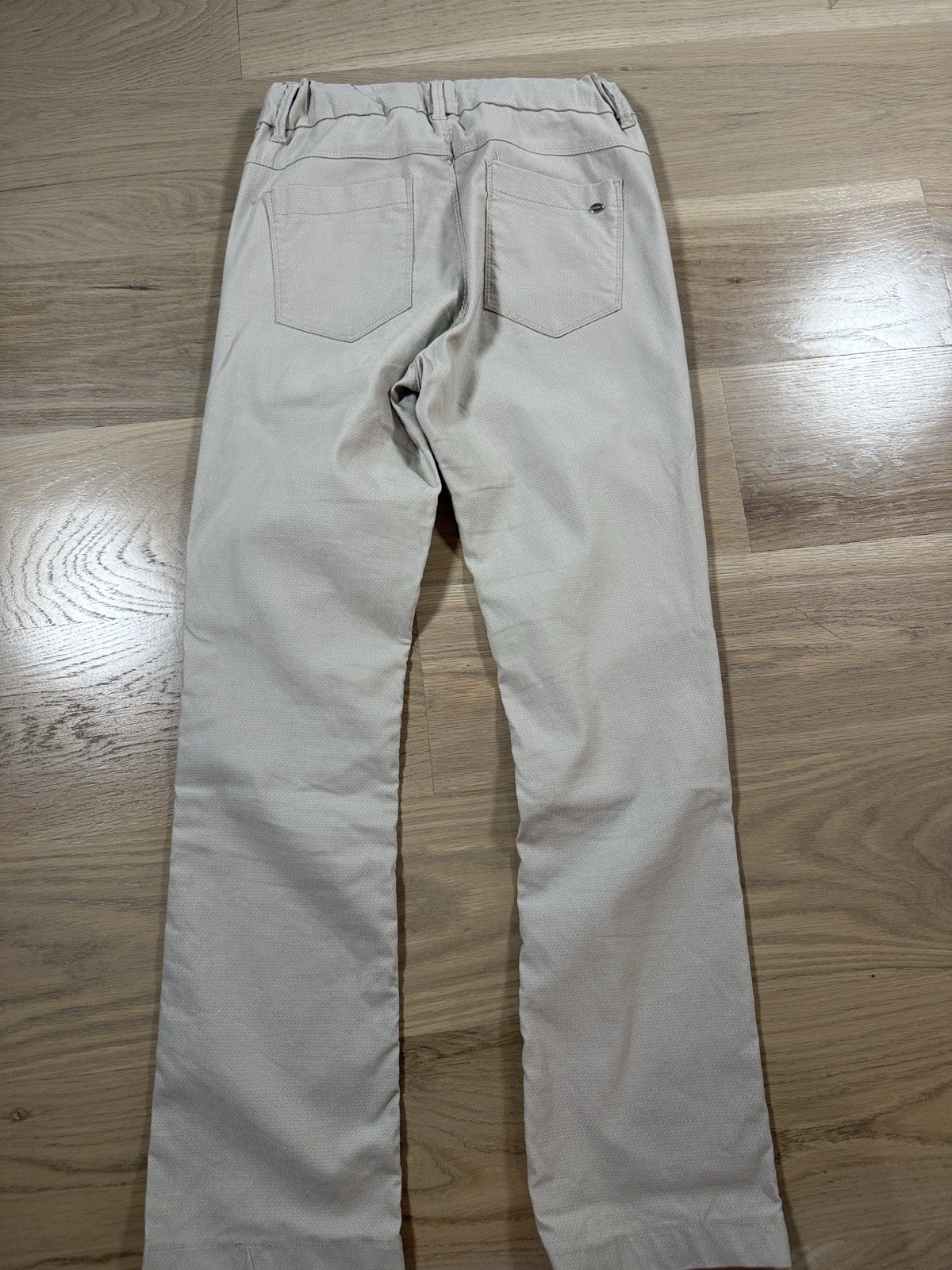 Flog Beige Twill Slim Straight Leg Mid Rise Pants Pockets Zip 28″ Inseam