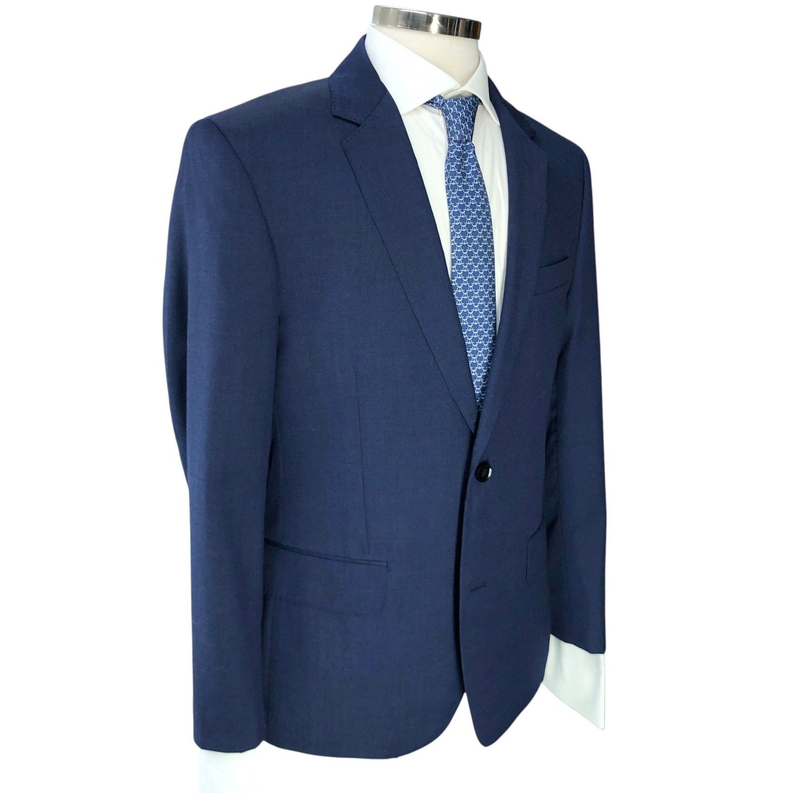 The BLK Tux Suit Mens 40S Navy Merino Wool Two Button Single Vented Tollegno