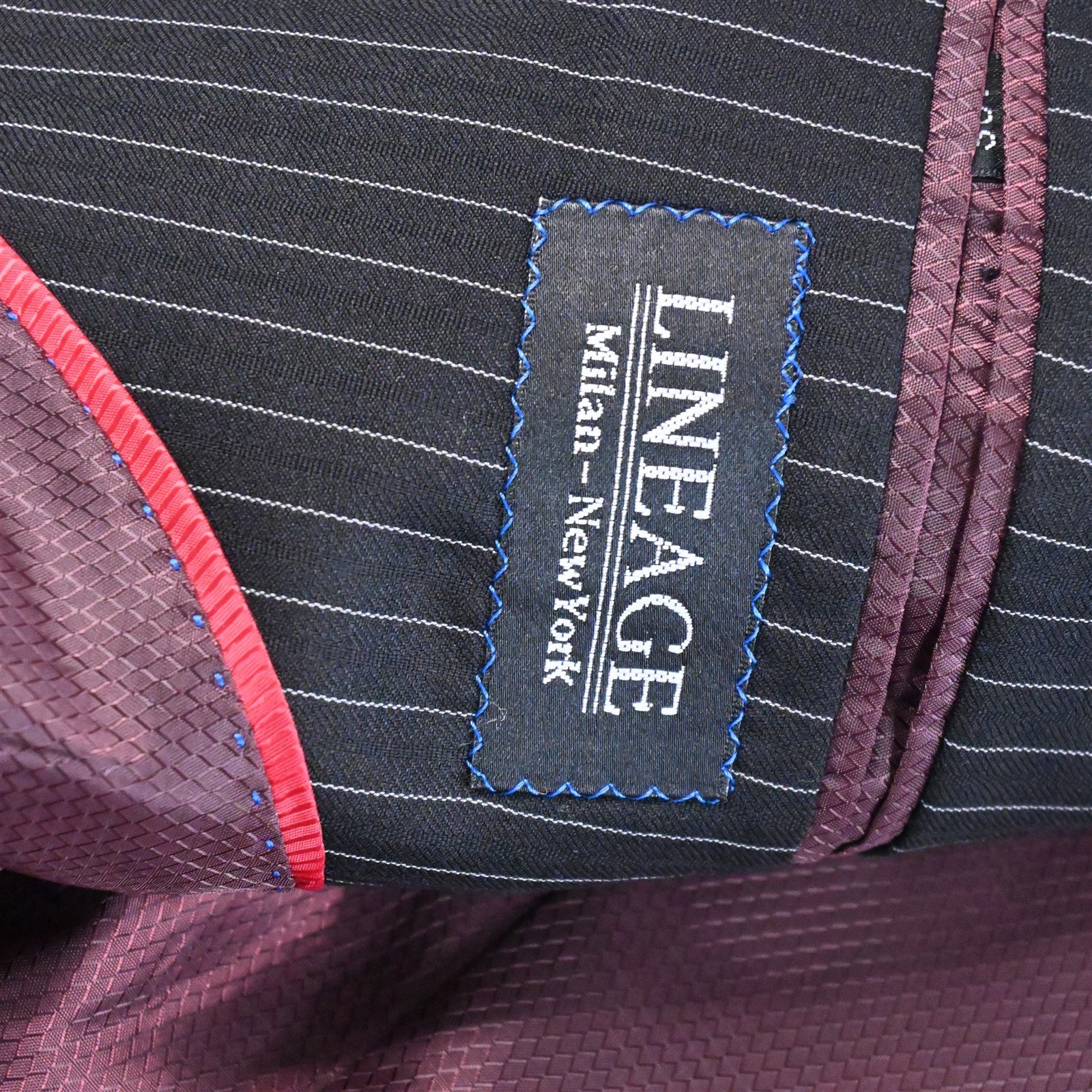 Lineage 42S 33×30 Black Striped Super 140s Mens Jacket Pants Suit