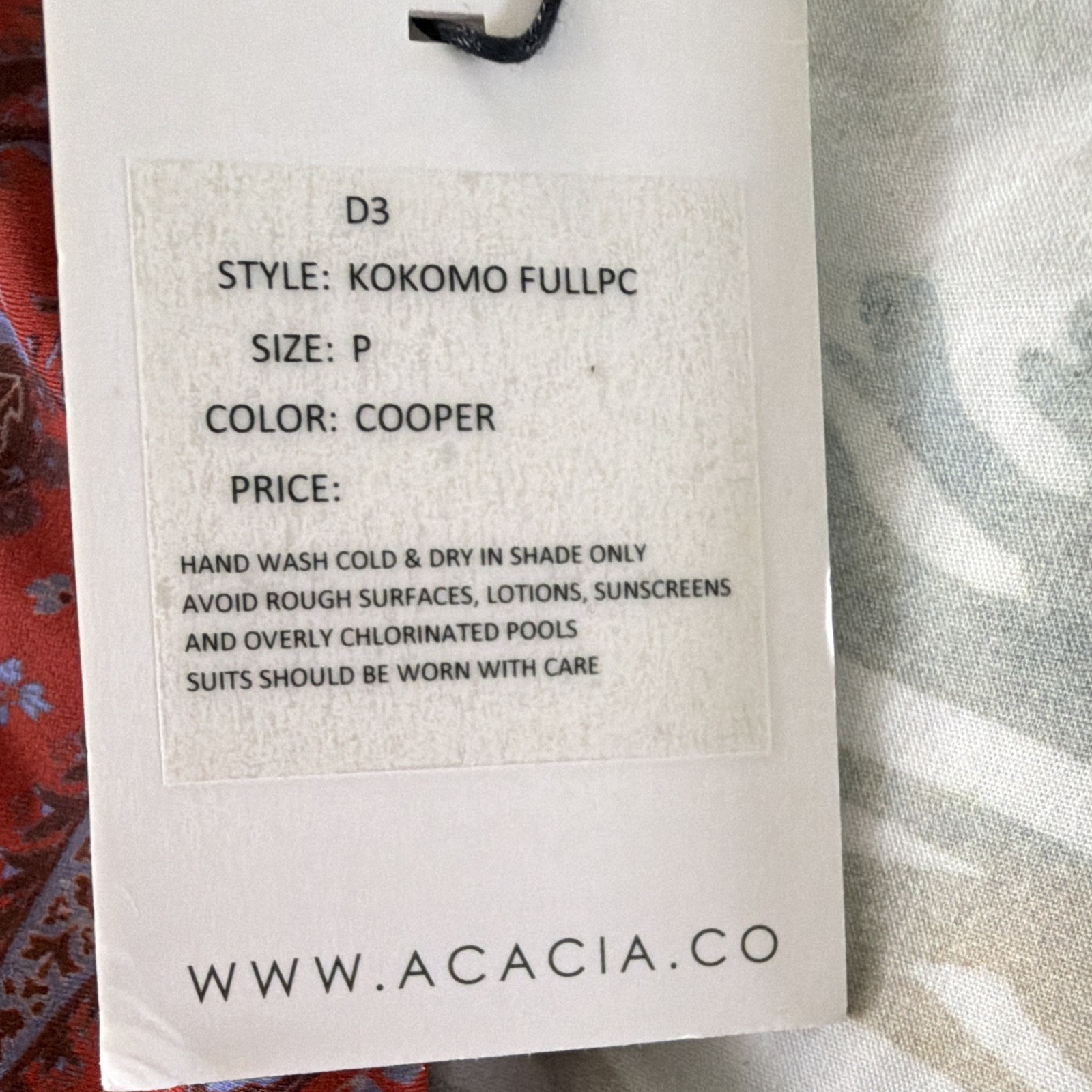 ACACIA Kokomo One-Piece Swimsuit Red Paisley Size P Lined Stretch Tie