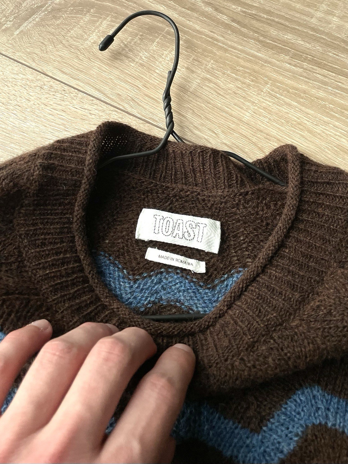 Toast 100% Wool Nordic Fair Isle Knit Sweater Pullover Size M Brown
