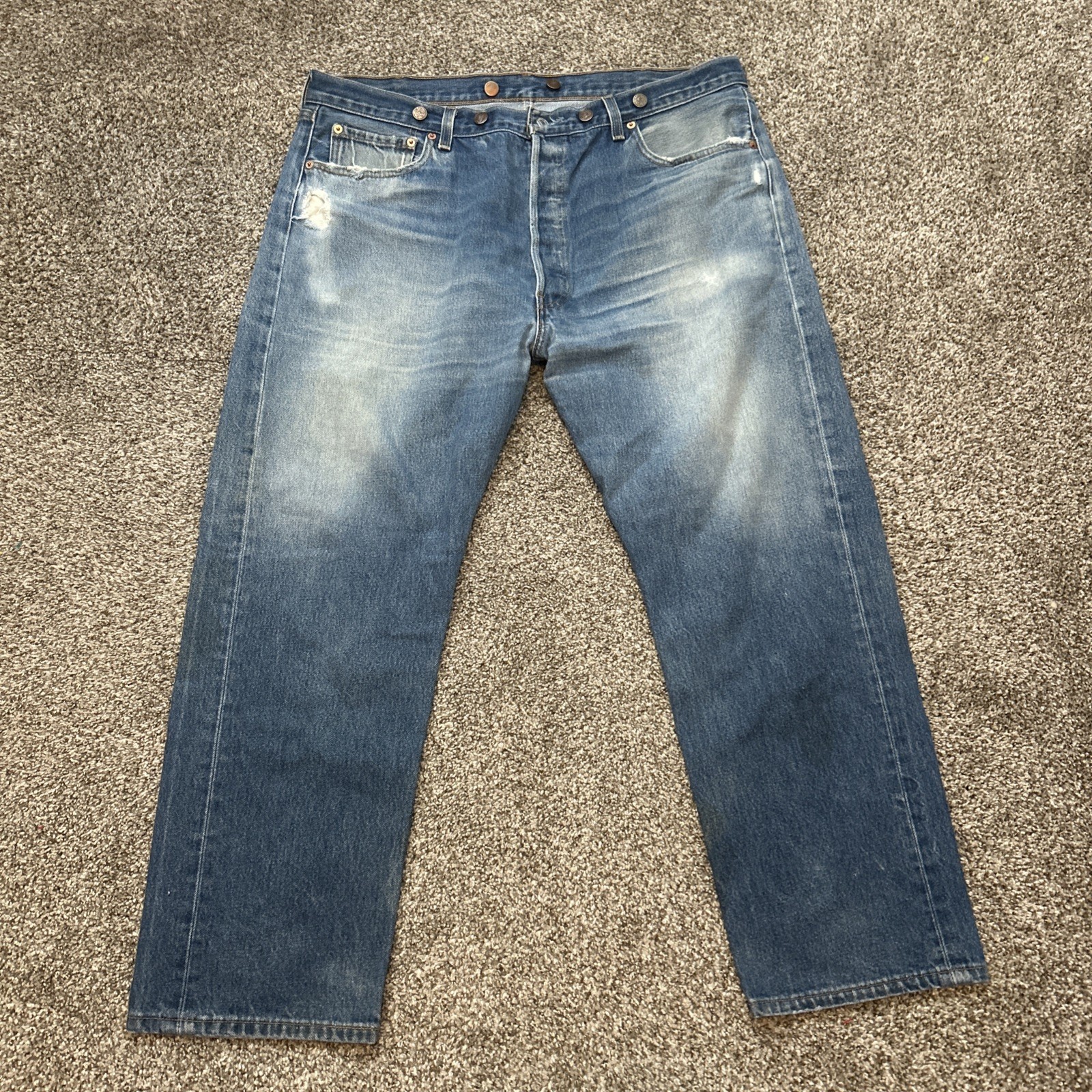 Vintage Levis 501 XX Jeans Men 42×31 Blue Distressed Thrashed Destroyed 1999 90s