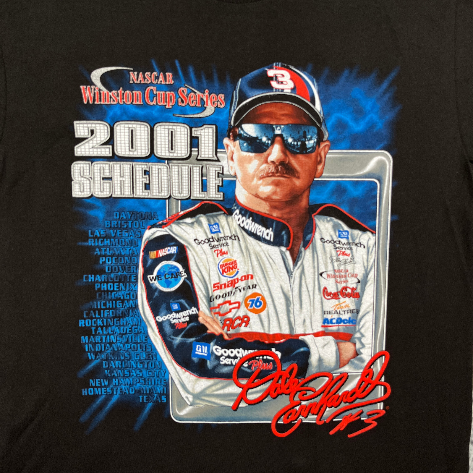 Vintage Lee Dale Earnhardt Shirt Mens Large Black 2001 NASCAR Winston Cup Racing