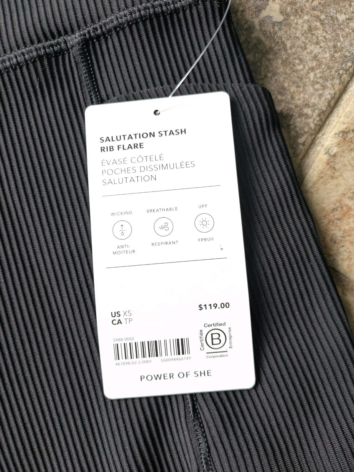 Athleta XS Salutation Stash Rib Flare Black Pants High-Rise Flared Ribbed NWT