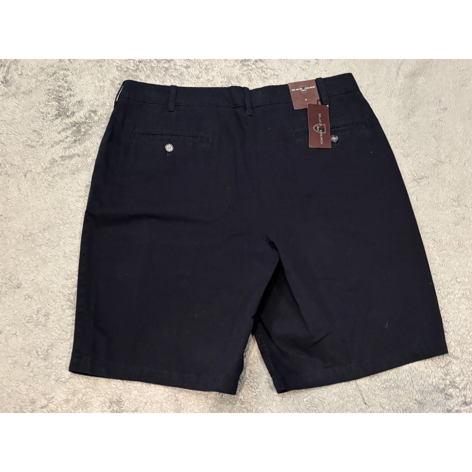 Black Brown 1826 Mens Navy Blue Cotton Pleated Classic Fit Shorts Size 34 NWT